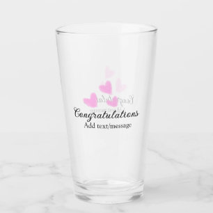 Pink heart congratulations graduation watercolor a glass