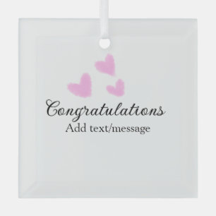 Pink heart congratulations graduation watercolor a glass tree decoration