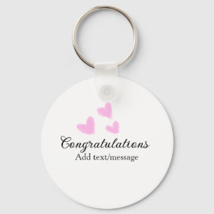 Pink heart congratulations graduation watercolor a key ring
