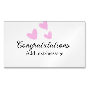 Pink heart congratulations graduation watercolor a 	Magnetic business card