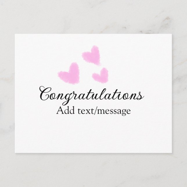 Pink heart congratulations graduation watercolor a postcard (Front)