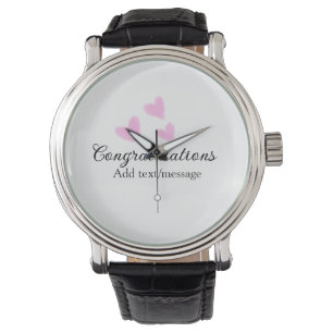 Pink heart congratulations graduation watercolor a watch