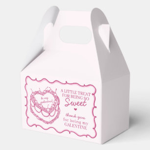 Pink Heart Coquette Cherry Cake Galentine Party Favour Box