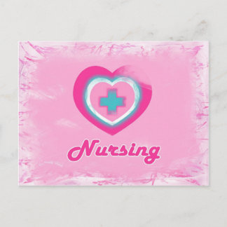 Pink Heart & Cross- Nursing Postcard