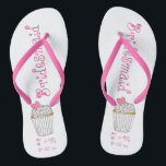 Pink Heart Cupcake Bridesmaid Wedding Flip Flops<br><div class="desc">Flip flops feature an original marker illustration of a cupcake with frosting,  sprinkles,  and a pink heart,  with BRIDESMAID in a fun pink font.</div>