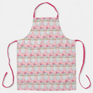 Pink Heart Cupcake Cake Frosting Sprinkles Bakery Apron