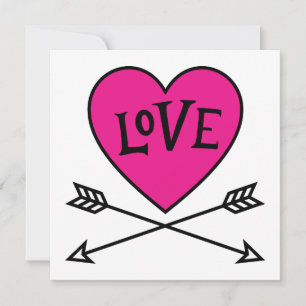 Pink Heart Cupid's Bows LOVE Flat Card