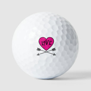 Pink Heart Cupid's Bows LOVE Golf Balls