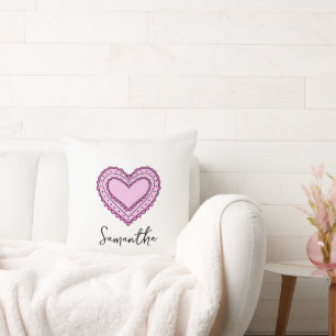 Pink Heart Cushion, Custom Name Cushion, Sofa Cushion