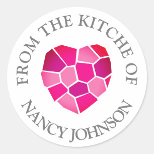 Pink heart custom From the kitchen of stickers
