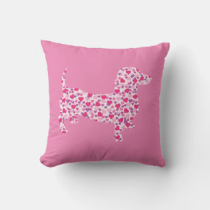 Pink Heart Dachshund Cushion