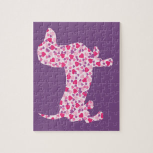 Pink Heart Dachshund Jigsaw Puzzle