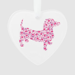 Pink Heart Dachshund Ornament