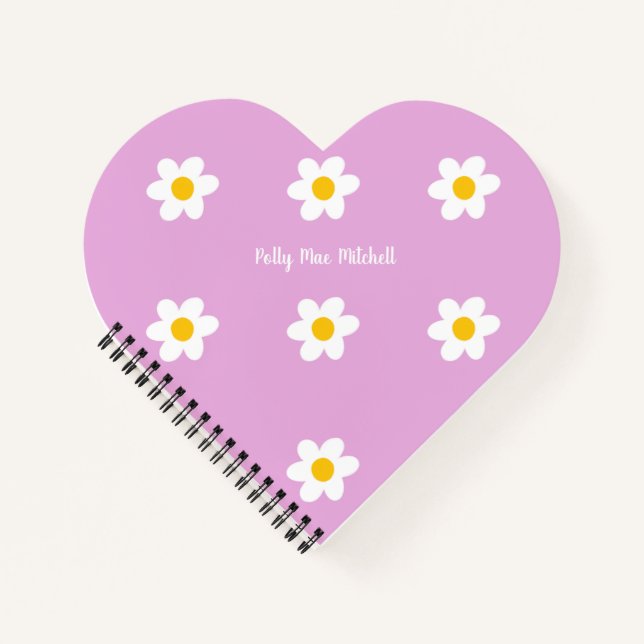Pink Heart Daisy-chain Spiral Notebook (Front)