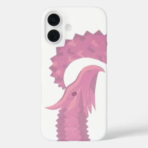 Pink heart dragon on white iPhone 16 case