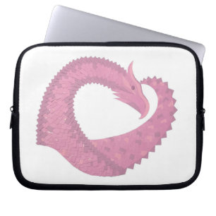 Pink heart dragon on white laptop sleeve