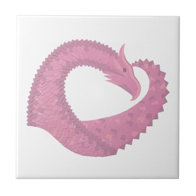 Pink heart dragon on white tile (Front)