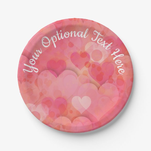 Pink Heart Dreams Paper Plate (Front)
