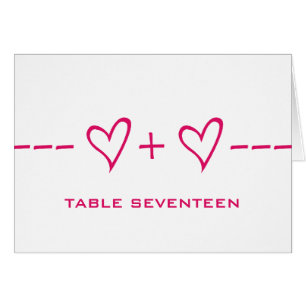 Pink Heart Equation Table Number Card