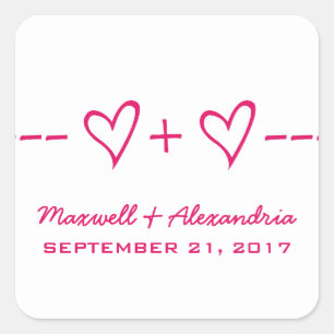 Pink Heart Equation Wedding Stickers