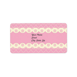 Pink Heart Eyelet Address Sticker