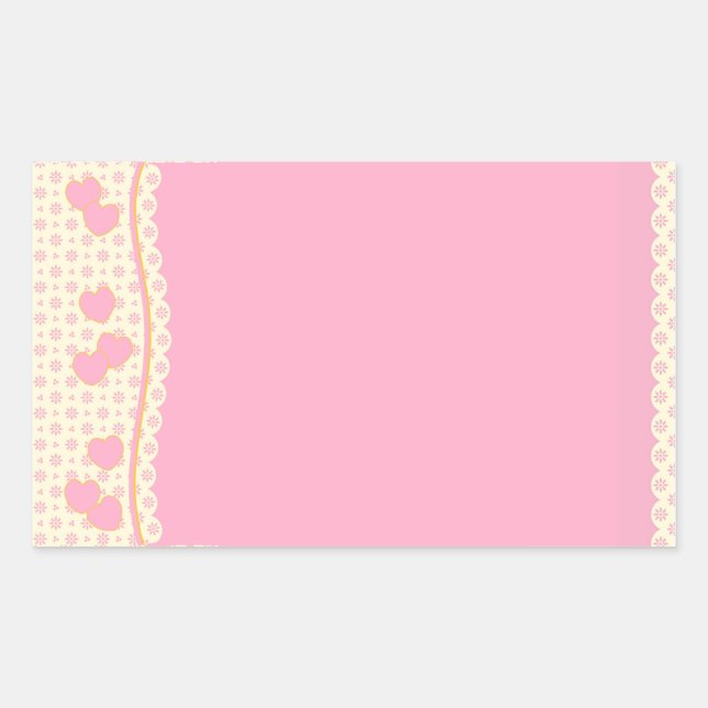 Pink Heart Eyelet Background Rectangle Sticker (Front)
