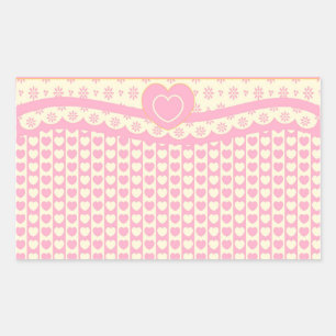 Pink Heart Eyelet Background Rectangle Sticker