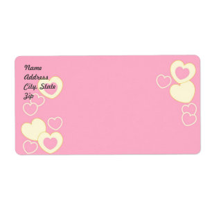 Pink Heart Eyelet Background Shipping Label