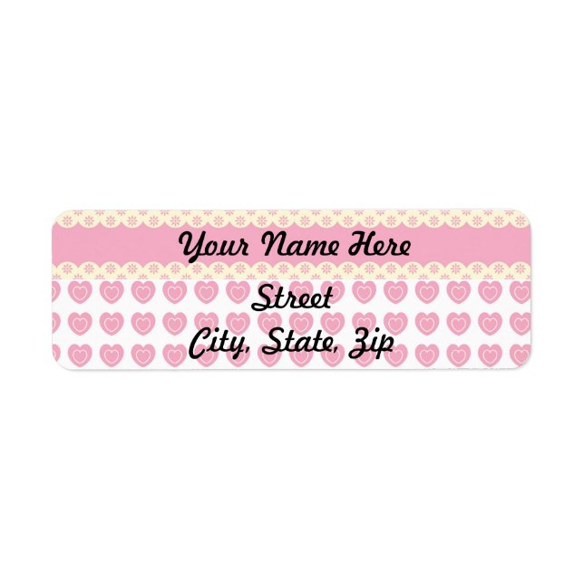 Pink Heart Eyelet Return Address Sticker (Front)