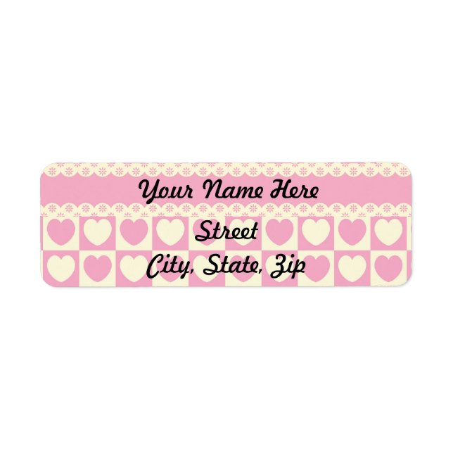 Pink Heart Eyelet Return Address Sticker (Front)
