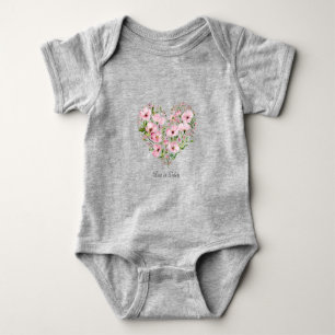 Pink Heart Floral Baby Bodysuit