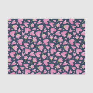 Pink Heart Floral Pattern Cute Valentine's Day Tissue Paper