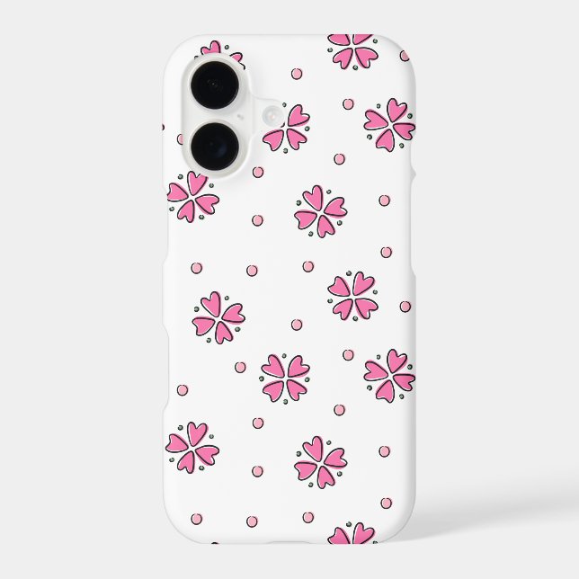 Pink Heart Floral Petals on White (Back)