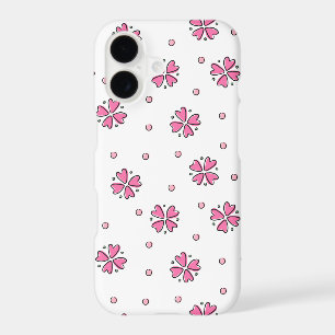 Pink Heart Floral Petals on White