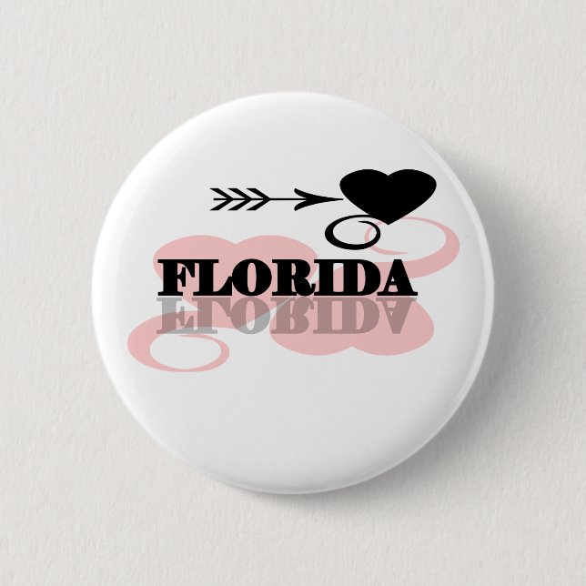 Pink Heart Florida 6 Cm Round Badge (Front)