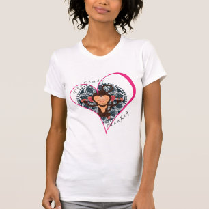 Pink Heart FloState Meditating Monkey Women's Tee