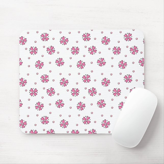 Pink Heart Flower Petals Mouse Pad (With Mouse)