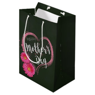 Pink Heart Flowers Mother's Day - Medium Gift Bag