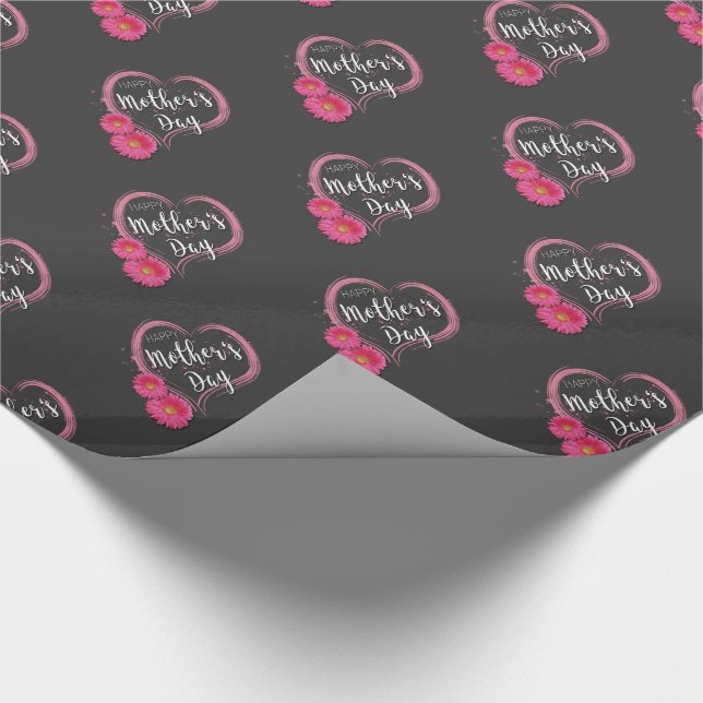 Pink Heart Flowers Mother's Day - Wrapping Paper (Corner)