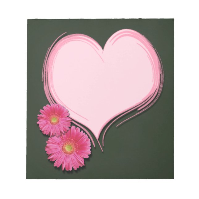 Pink Heart Flowers - Notepad (Front)