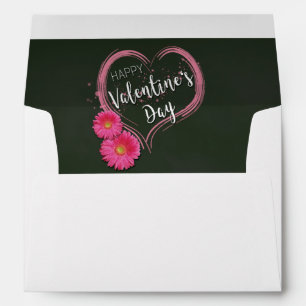 Pink Heart Flowers Valentine's Day Envelope
