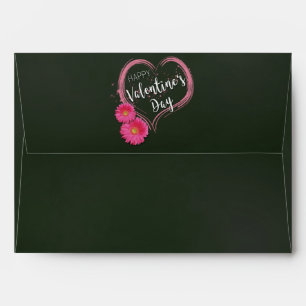 Pink Heart Flowers Valentine's Day - Envelope A7