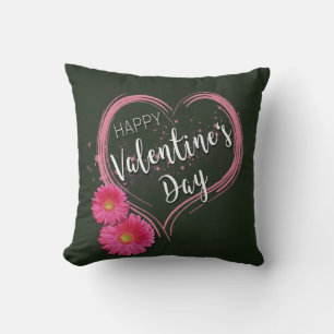 Pink Heart Flowers Valentine's Day - Square Pillow