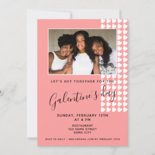 Pink Heart Friend Photo Galentine`s Day Invitation