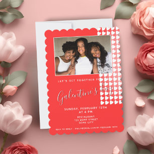 Pink Heart Friend Photo Galentine`s Day  Invitation