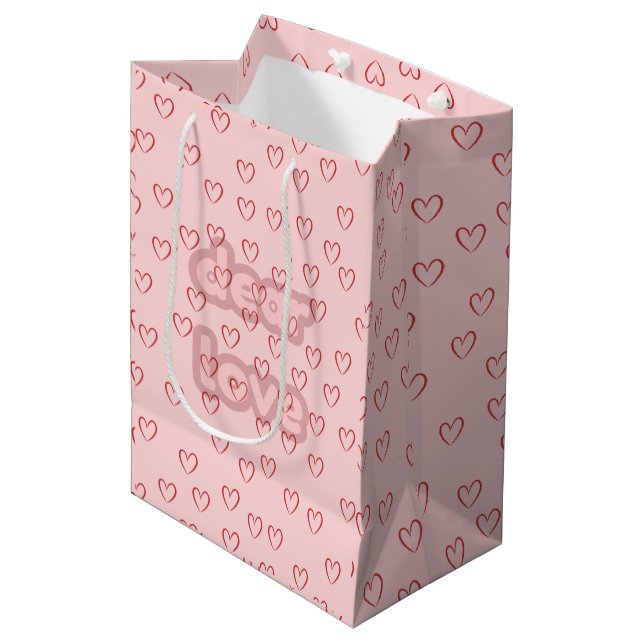Pink Heart Gift Bag (Front Angled)