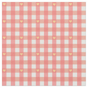 Pink Heart Gingham  Fabric