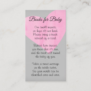 Pink Heart Girl Baby Shower Enclosure Card