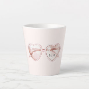 Pink Heart Glasses Love Latte Mug