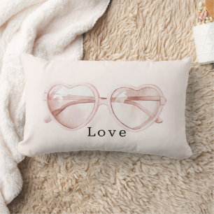 Pink Heart Glasses Love Lumbar Cushion